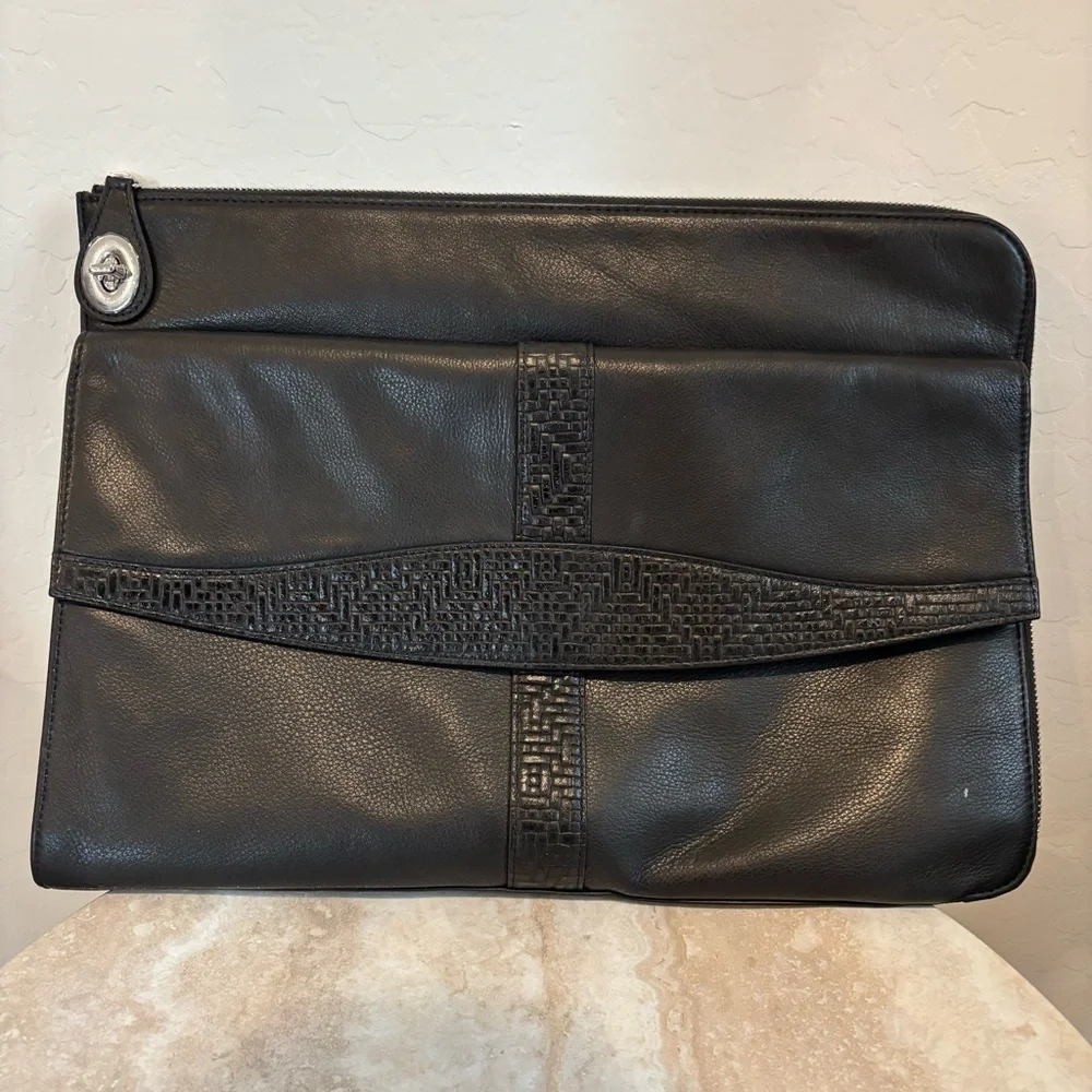 Levenger leather zip around laptop case